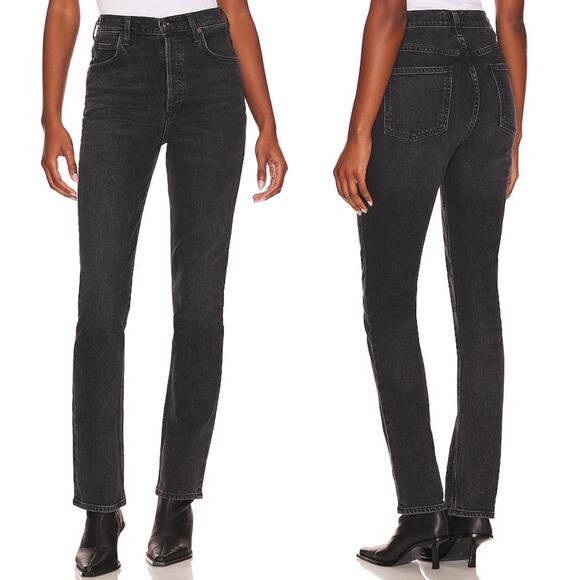 AGOLDE Freya High Rise Slim Jeans Women’s Size 27 Hoax Black Stretch Organic - Picture 1 of 5